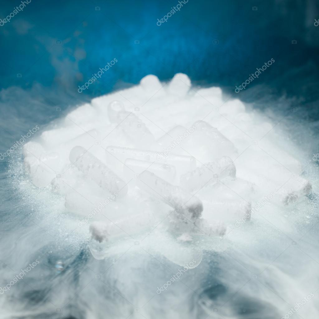 dry ice with vapor