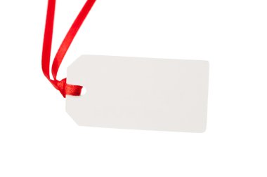 kırmızı kurdele ile boş hediye etiketi