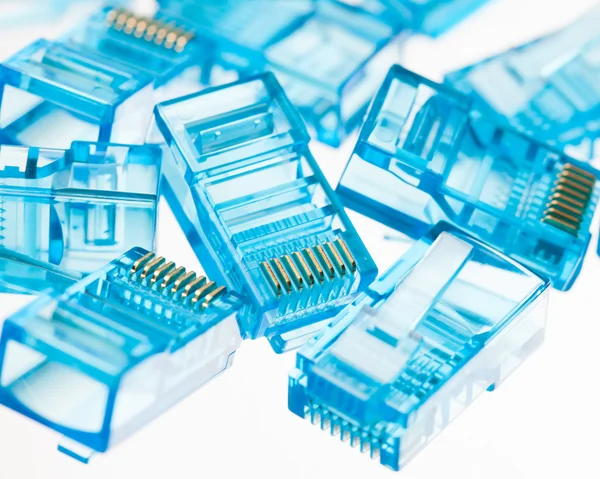 Ethernet rj45 blauwe lan stekkers — Stockfoto