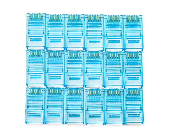 Tampões azuis de Ethernet rj45 lan — Fotografia de Stock