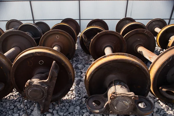 Train wheels for recycling — ストック写真