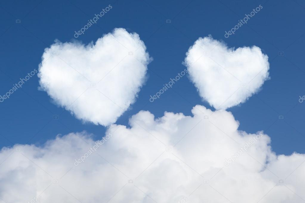 heart shaped clouds in the sky