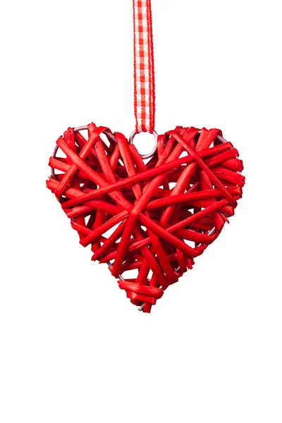 Dekorativní valentine srdce na laně — Stock fotografie
