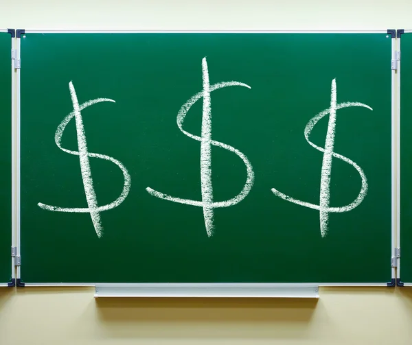 Dollar signs on the blackboard — Stock Photo, Image