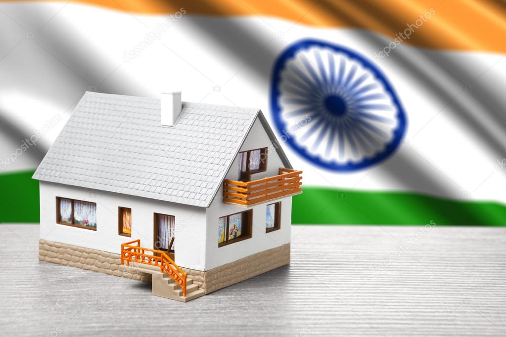 Classic house against Indian flag background Stock Photo by ©nikkytok  44076687