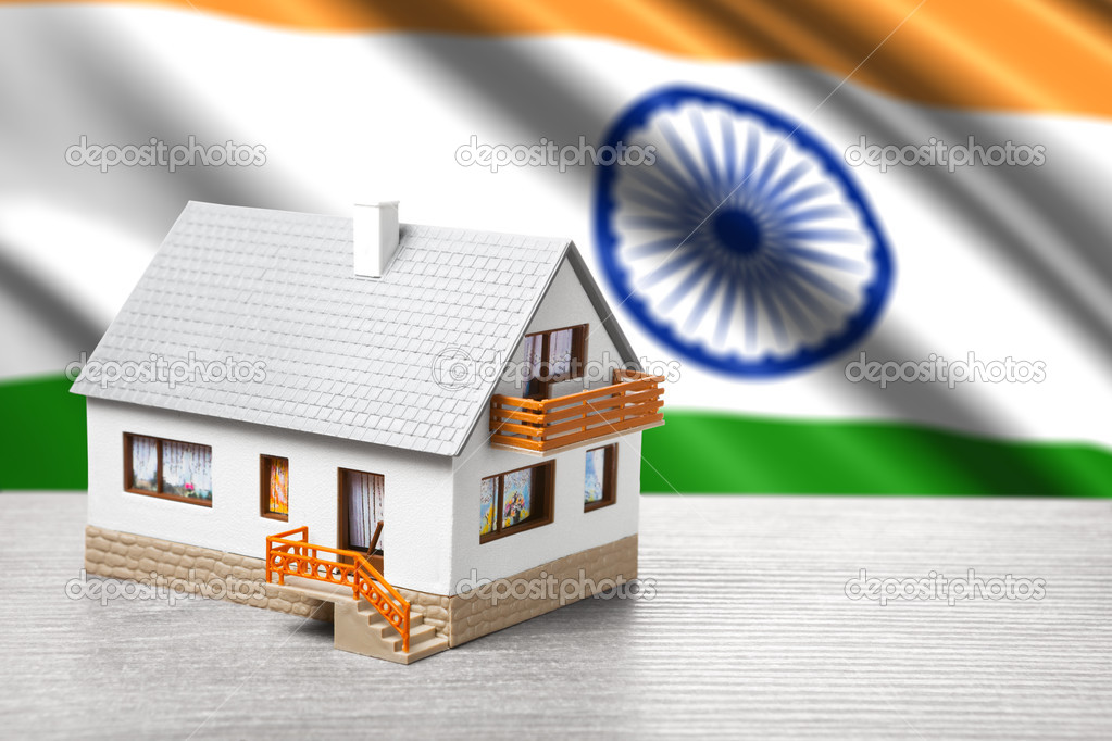 classic house against Indian flag background