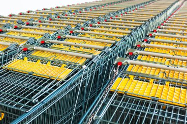 bir satır içinde alışveriş sepetlerini