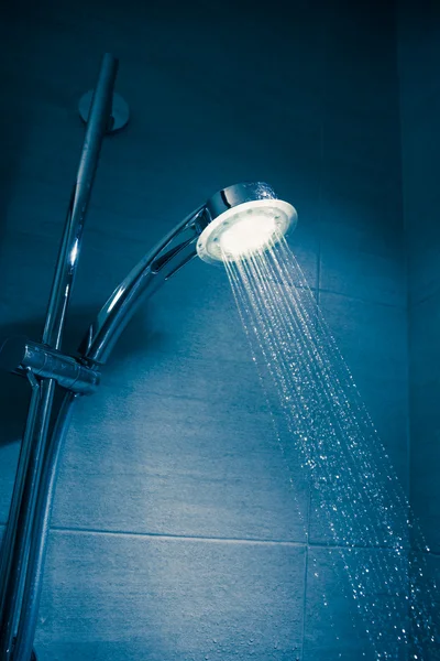 Refreshing shower with water stream — Stock Photo, Image