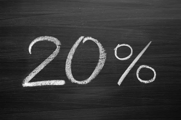 20-percent header written with a chalk on the blackboard — Stock Photo, Image