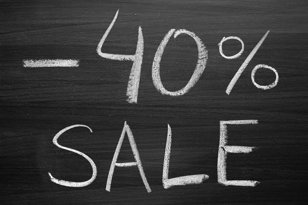 40-percent sale title written with a chalk on the blackboard — Stock Photo, Image