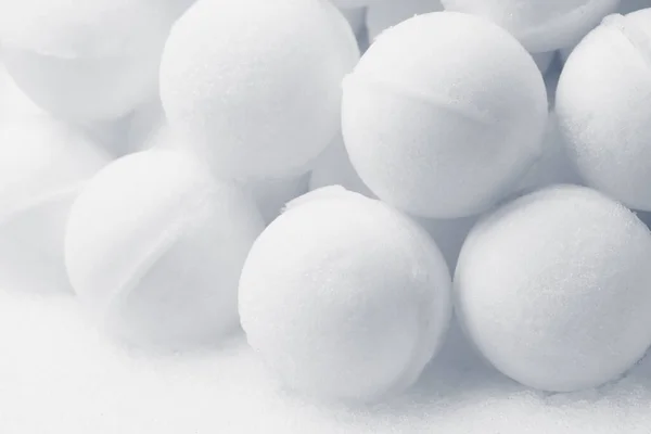 Boules Neige Sont Prêtes Pour Bataille Vue Rapprochée — Photo