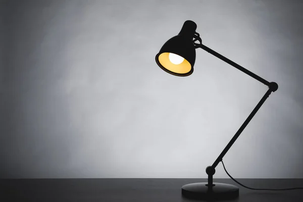 Desk Lamp Silhouette Gray Background Copy Space Stock Image