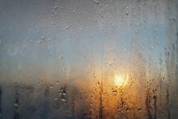 Frost Fenster Bei Sonnenuntergang lizenzfreie Stockbilder