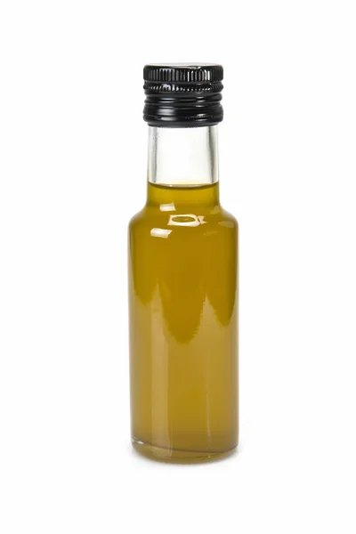 Skleněná láhev panenského olivového oleje — Stock fotografie