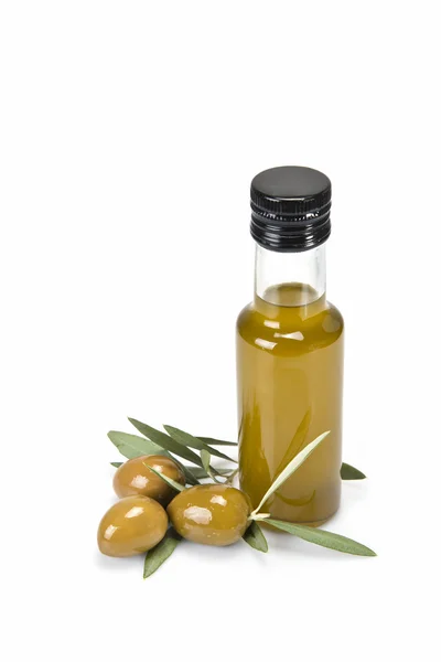 Glass bottle of premium olive oil — Stock Photo, Image