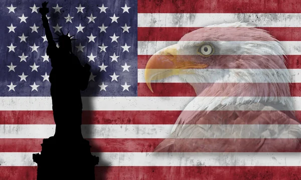 Amerikaanse vlag en patriottische symbolen — Stockfoto
