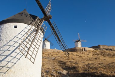 Traditional windmills in Spain clipart