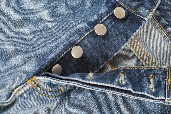 Fly of the jeans with button closure — Stock Photo, Image