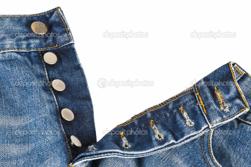 Fly of the jeans with button closure