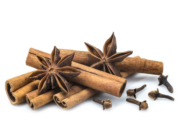 Cinnamon with star anise and clove — Stock Photo, Image