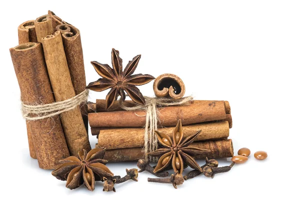 Cinnamon with star anise and clove — Stock Photo, Image