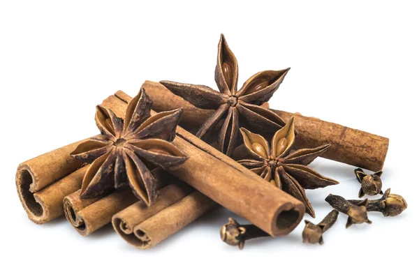Cinnamon with star anise and clove — Stock Photo, Image