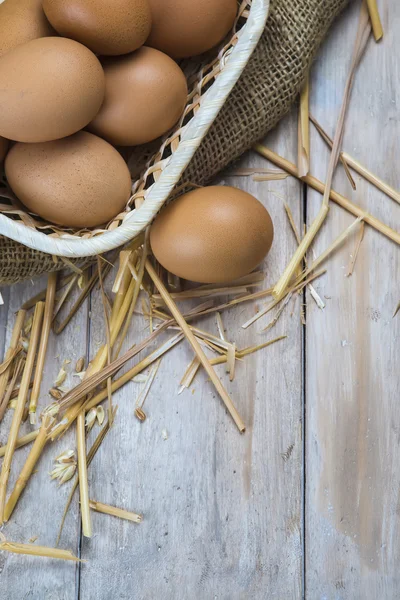 Ägg i en korg — Stockfoto