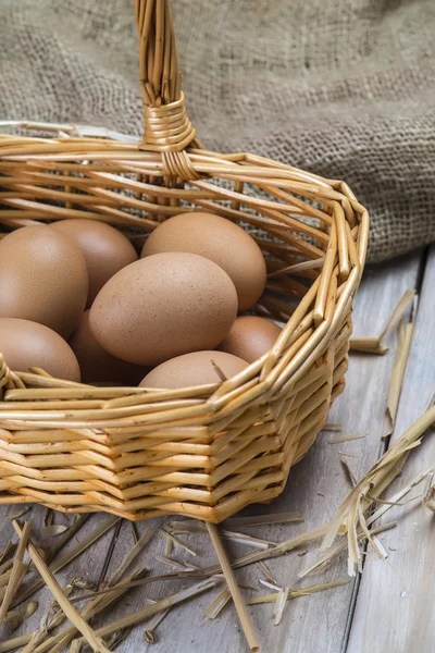 Eggs in a basket — Stock Photo, Image