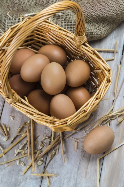 Eggs in a basket — Stock Photo, Image