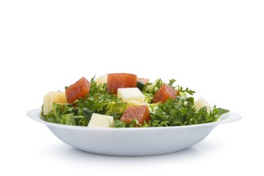 yeşil salata ile peynir ve ayva