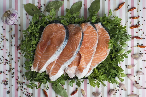 Salmone fresco affettato — Foto Stock