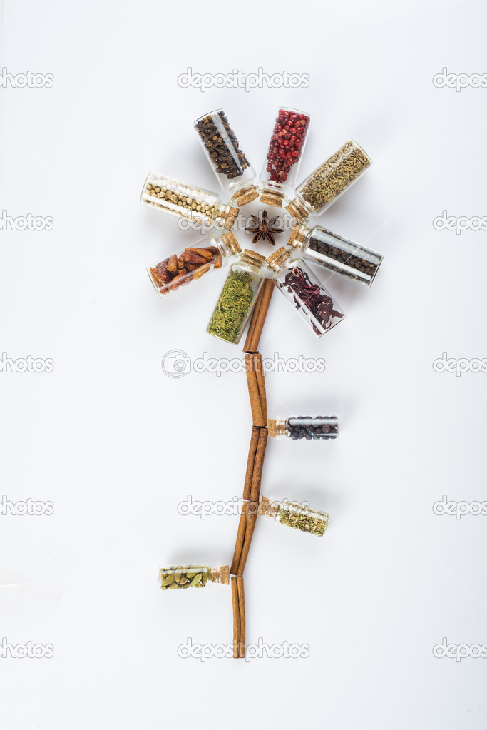 Flower made of spices and herbs