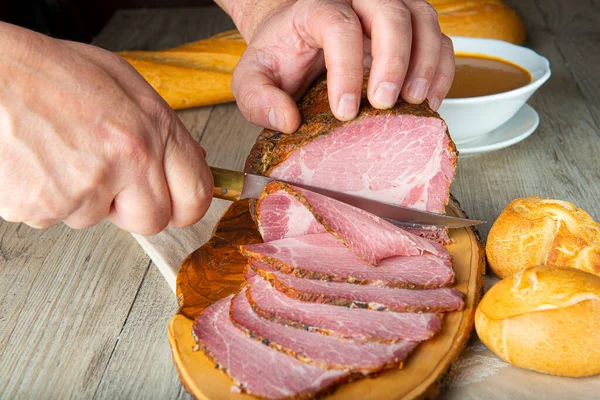 Pulled Pork Meat Pastrami Sliced Cutting Board — Foto Stock