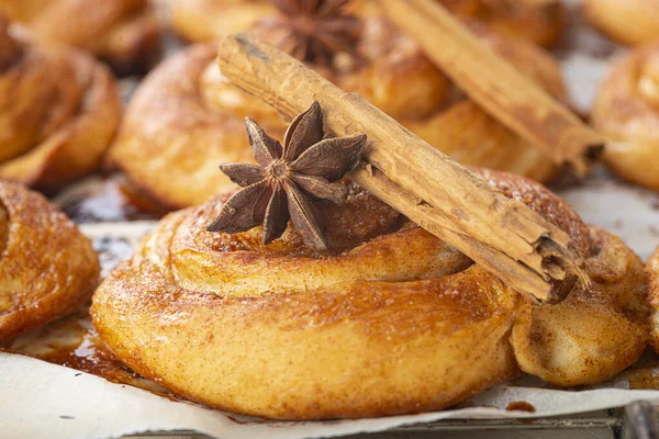 Homemade Cinnamon Rolls Table Kitchen — Foto Stock