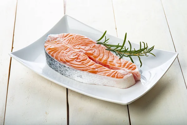 Filetes Salmón Frescos Sin Cocer Mesa Cocina — Foto de Stock