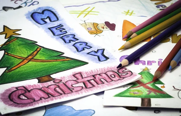 Christmas cards drawing — Stock Photo, Image