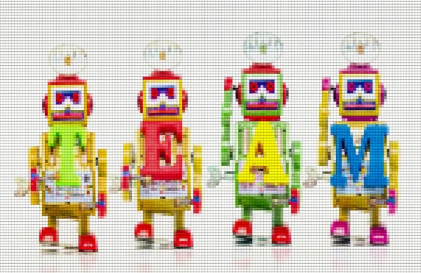 Tým Digitální Robotické Hračky Písmeny — Stock fotografie
