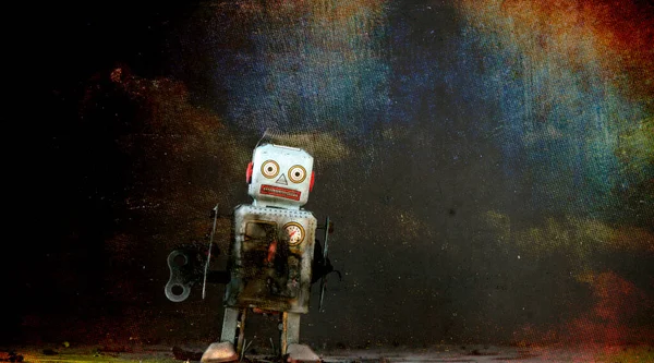 Retro Tin Robot Verdoemd — Stockfoto