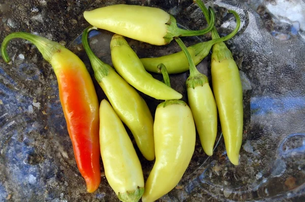 Pimenta orgânica em tigela de vidro — Fotografia de Stock