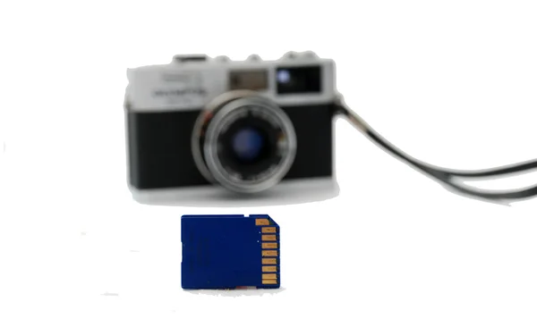 Sd card and vintage camera,concept — Stock Photo, Image