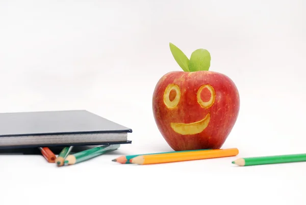 Health and school concept with smilling apple