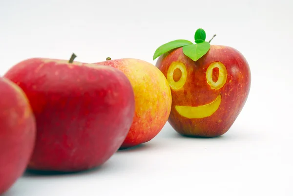 Red smiling apples — Stock Photo, Image