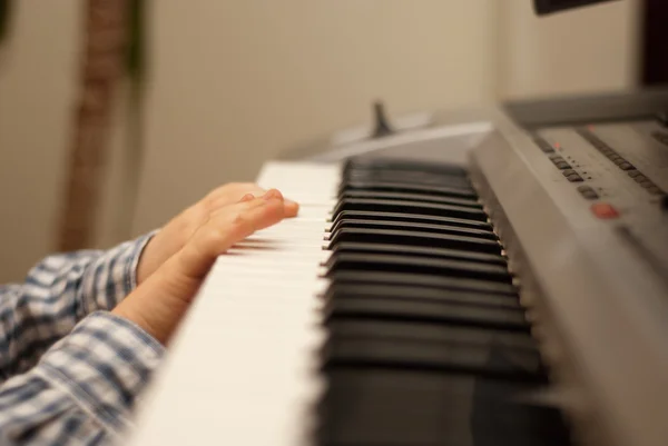Piano player closeup on hands — Stok fotoğraf