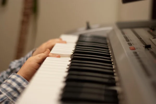 Piano player closeup on hands — Stok fotoğraf