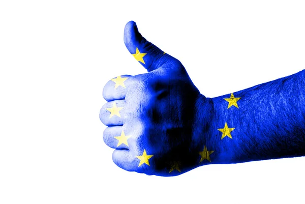 Ruka ukazuje jako Evropské unie — Stock fotografie