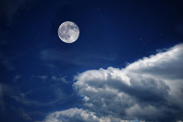 Moon,stars and clouds