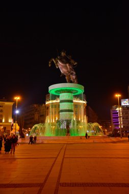 sermaye Makedon gece şehir Üsküp