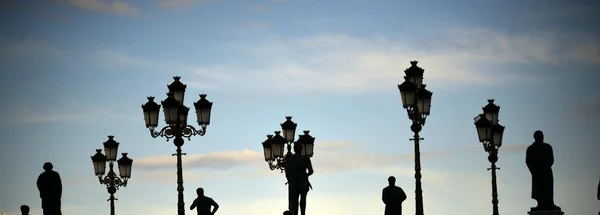 Monuments on Bridge of civilisations, Skopje, Macedonia — Stock Photo, Image