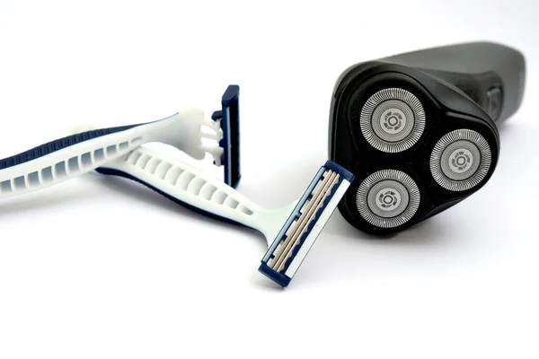 New Electric Shaver Razor Blades White — Stock Photo, Image