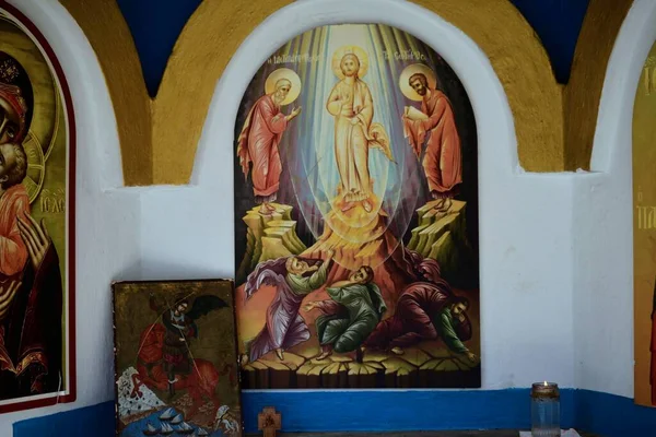 Frescos Ortodoxos Iglesia Ciudad Korce Albania —  Fotos de Stock